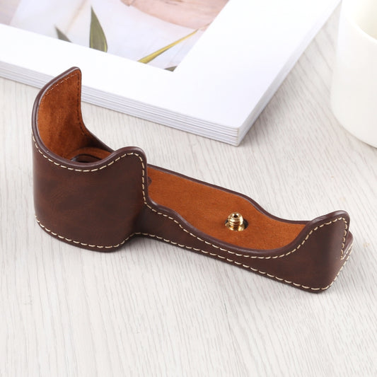 1/4 inch Thread PU Leather Camera Half Case Base for Sony A6400 / ILCE-A6400 (Coffee) by bashfashion