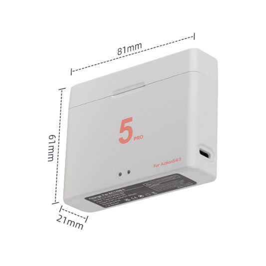 For DJI Osmo Action 5 Pro / 4 / 3 Battery Charger Box Dual-Slot Batteries Charger (White) by bashfashion