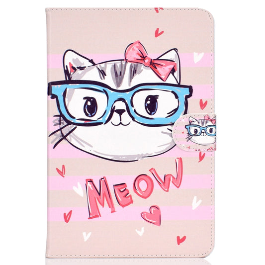 Colored Pattern Drawing Horizontal Flip PU Leather Case with Three-folding Holder for 7 inch Tablet PC(Glasses cat) by bashfashion