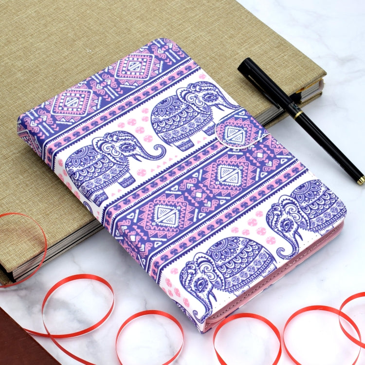 Colored Pattern Drawing Horizontal Flip PU Leather Case with Three-folding Holder for 10 inch Tablet PC(Totem elephants) by bashfashion