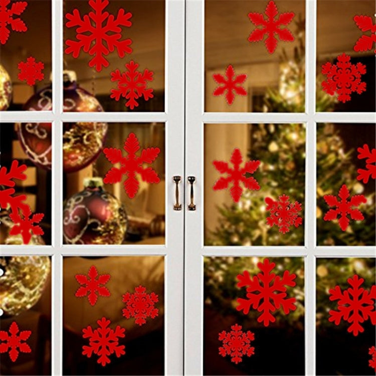 Creative Window Glass Door Removable Christmas New Year Festival Wall Sticker Decoration(Red Snowflake) by bashfashion