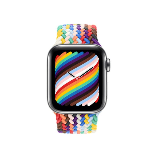 Nylon Single-turn Braided Watch Band For Apple Watch Series 9&8&7 41mm / SE 3&SE 2&6&SE&5&4 40mm / 3&2&1 38mm, Length:L 155mm(Rainbow Color) by bashfashion