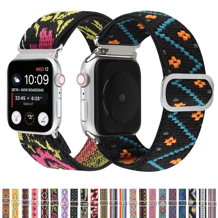 Metal Japanese Buckle Elastic Nylon Watch Band For Apple Watch Series 7 45mm / 6 & SE & 5 & 4 44mm / 3 & 2 & 1 42mm(18) by bashfashion
