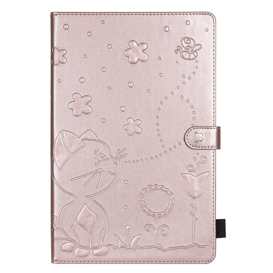 For Samsung Galaxy Tab S6 T860 Cat Bee Embossing Pattern Shockproof Table PC Protective Horizontal Flip Leather Case with Holder & Card Slots & Wallet & Pen Slot & Wake-up / Sleep Function(Rose Gold) by bashfashion