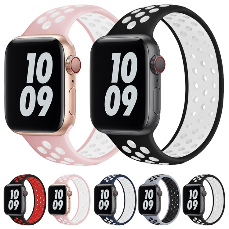 Elastic Silicone Watch Band For Apple Watch Apple Watch Ultra 49mm&Watch Ultra 2 49mm / Series 9&8&7 45mm / SE 3&SE 2&6&SE&5&4 44mm / 3&2&1 42mm, Length:160mm(Light Pink White) by bashfashion