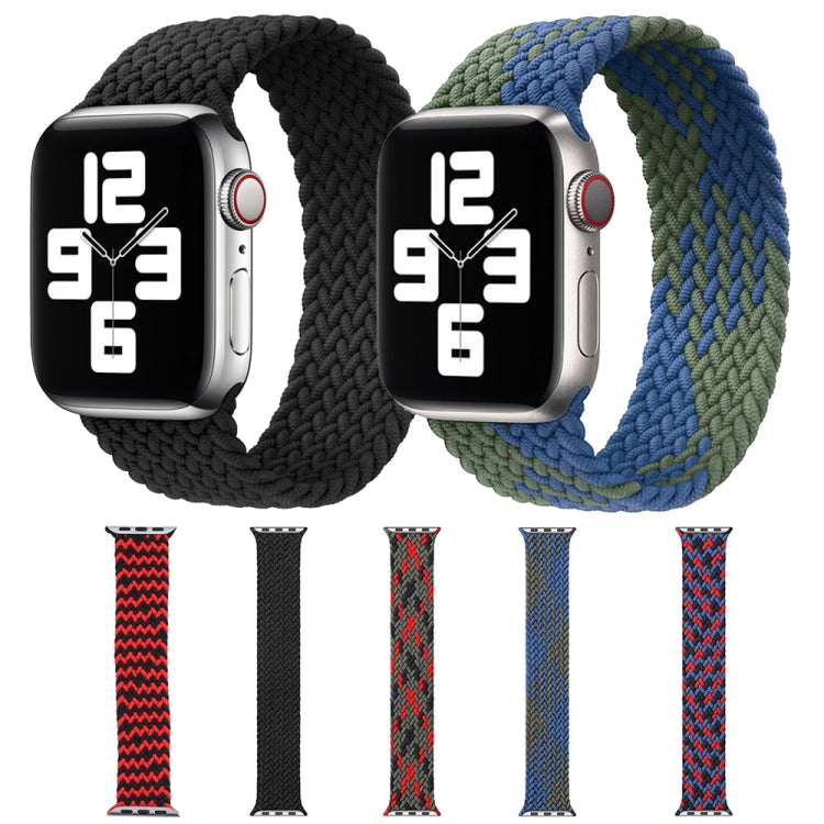 Mixed Color Nylon Braided Single Loop Watch Band For Apple Watch Series 9&8&7 41mm / SE 3&SE 2&6&SE&5&4 40mm / 3&2&1 38mm, Size:M(Green Camouflage) by bashfashion