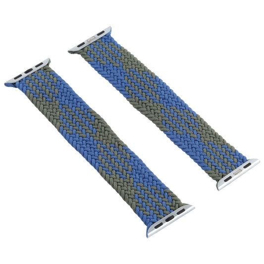 Mixed Color Nylon Braided Single Loop Watch Band For Apple Watch Series 9&8&7 41mm / SE 3&SE 2&6&SE&5&4 40mm / 3&2&1 38mm, Size:L(Blue Green) by bashfashion