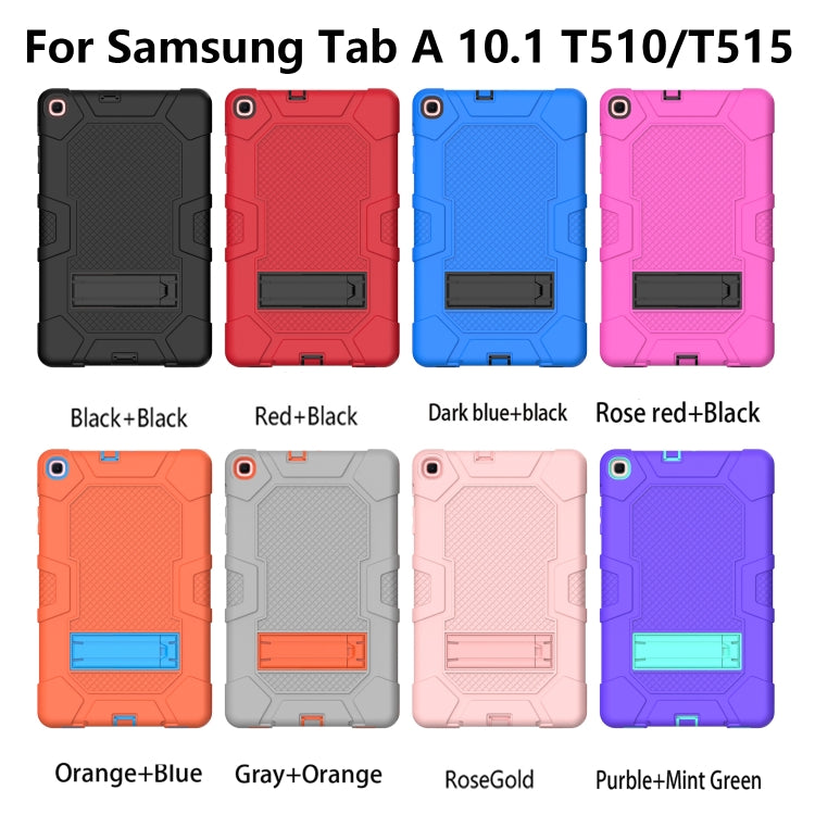 For Samsung Galaxy Tab A 10.1 (2019) / T510 Contrast Color Robot Shockproof Silicone + PC Protective Case with Holder(Black) by bashfashion