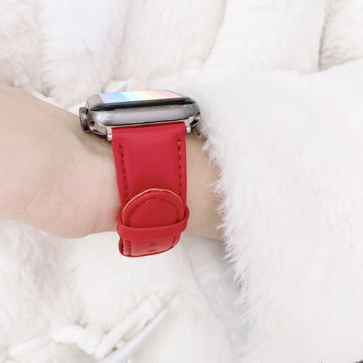D Character Buckle Smooth Texture Watch Band For Apple Watch Series 9&8&7 41mm / SE 3&SE 2&6&SE&5&4 40mm / 3&2&1 38mm(Red) by bashfashion