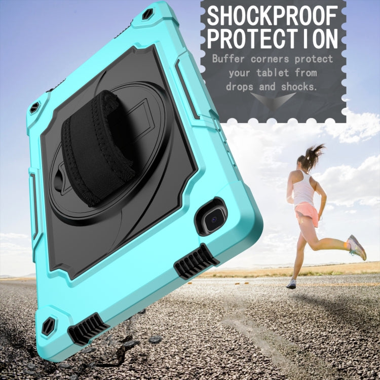 For Samsung Galaxy Tab A7 10.4 (2020)/T500 360 Degree Rotation Turntable Contrast Color Robot Shockproof Silicone + PC Protective Case with Holder(Mint Green + Black) by bashfashion