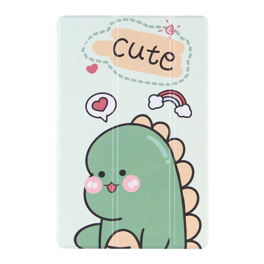 For Lenovo Tab P11 Pro (TB-XJ706F) Coloured Drawing Pattern Horizontal Flip Leather Case with Three-folding Holder(Green Dinosaur) by bashfashion
