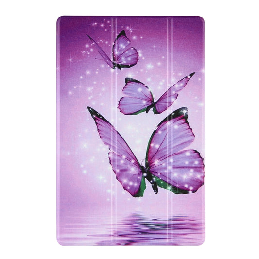 For Lenovo Tab P11 Pro (TB-XJ706F) Coloured Drawing Pattern Horizontal Flip Leather Case with Three-folding Holder(Purple Butterflies) by bashfashion