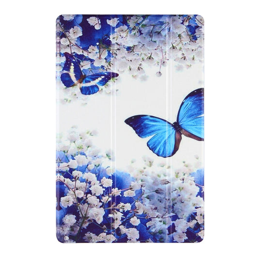 For Lenovo Tab P11 Pro (TB-XJ706F) Coloured Drawing Pattern Horizontal Flip Leather Case with Three-folding Holder(Blue Butterflies) by bashfashion