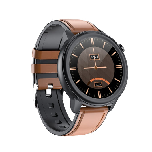 E80 1.3 inch TFT Color Screen IP68 Waterproof Smart Bracelet, Support Blood Oxygen Monitoring / Body Temperature Monitoring / Heart Rate Monitoring, Style:Leather Strap(Brown) by bashfashion
