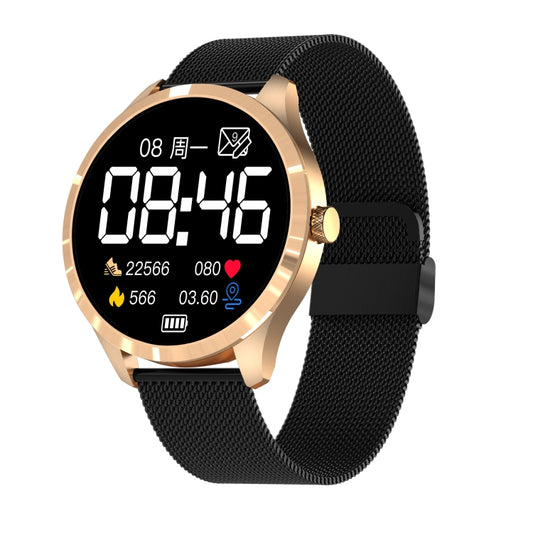 Q9L 1.28 inch IPS Color Screen IP67 Waterproof Smart Watch, Support Blood Pressure Monitoring / Heart Rate Monitoring / Sleep Monitoring(Black Gold) by bashfashion