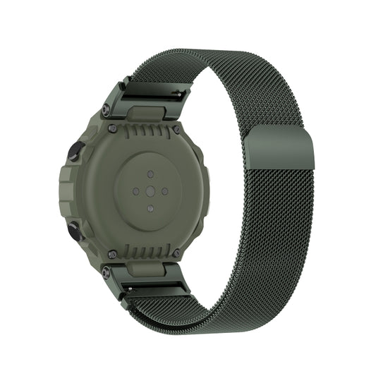 For Amazfit T-Rex Pro / Amazfit T-Rex Milanese Magnetic Metal Watch Band(Olive Green) by bashfashion