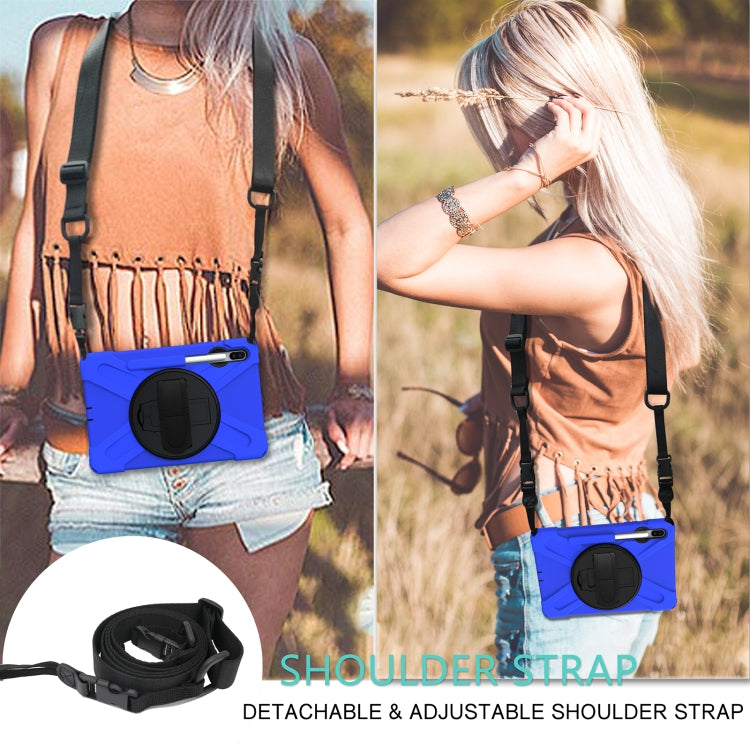 For Samsung Galaxy Tab S6 10.5 inch T860 / T865 Shockproof Colorful Silicone + PC Protective Case with Holder & Shoulder Strap & Hand Strap & Pen Slot(Blue) by bashfashion