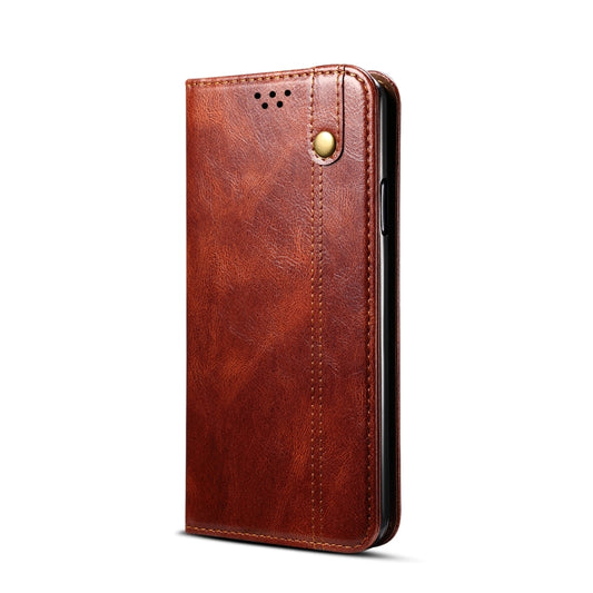 For Xiaomi Redmi Note10 4G (CN Version) / Note 10S (Global Official) Simple Wax Crazy Horse Texture Horizontal Flip Leather Case with Card Slots & Wallet(Brown) by bashfashion