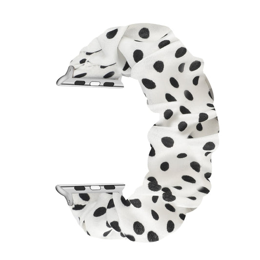 Dots Hair Ring Cloth Watch Band For Apple Watch Ultra 49mm&Watch Ultra 2 49mm / Series 9&8&7 45mm / SE 3&SE 2&6&SE&5&4 44mm / 3&2&1 42mm(White) by bashfashion