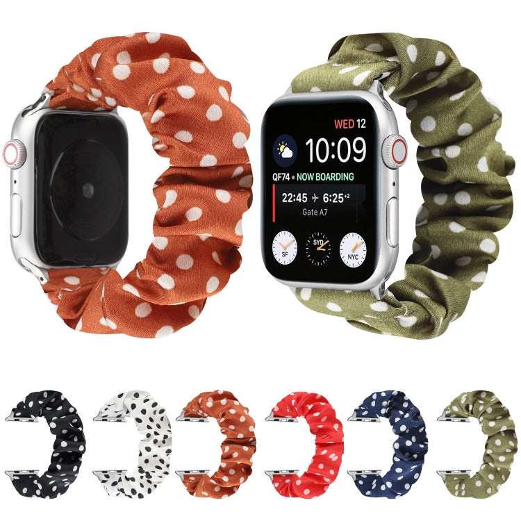Dots Hair Ring Cloth Watch Band For Apple Watch Ultra 49mm&Watch Ultra 2 49mm / Series 9&8&7 45mm / SE 3&SE 2&6&SE&5&4 44mm / 3&2&1 42mm(White) by bashfashion