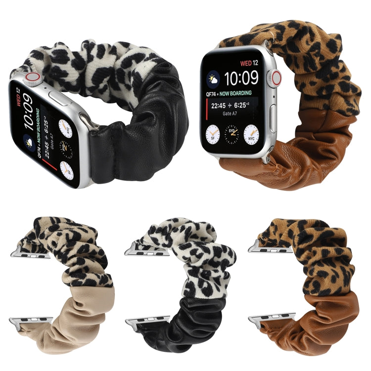 Leather Leopard Pattern Stitching Watch Band For Series 7 45mm / 6 & SE & 5 & 4 44mm / 3 & 2 & 1 42mm(Khaki) by bashfashion