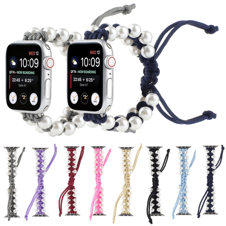 Umbrella Rope Bead Nylon Watch Band For Apple Watch Series 9&8&7 41mm / SE 3&SE 2&6&SE&5&4 40mm / 3&2&1 38mm(Blue) by bashfashion