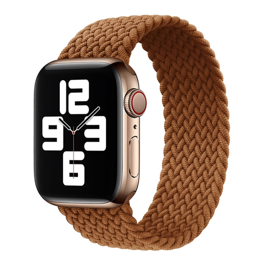 Metal Head Braided Nylon Solid Color Watch Band For Apple Watch Ultra 49mm&Watch Ultra 2 49mm / Series 9&8&7 45mm / SE 3&SE 2&6&SE&5&4 44mm / 3&2&1 42mm, Size:XS 135mm(Coffee) by bashfashion