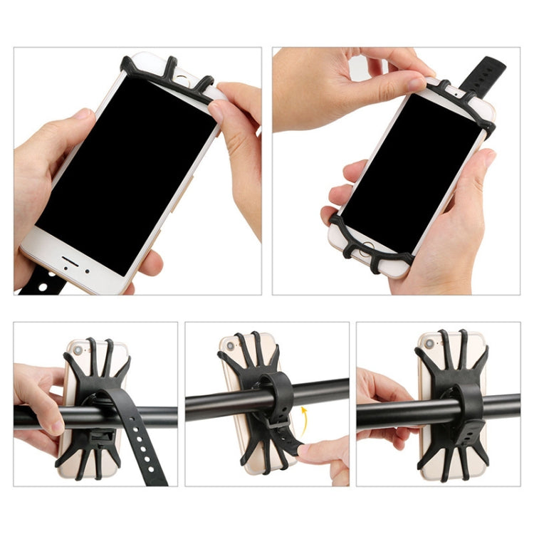 360 Degree Rotation Silica Gel Bicycle Phone Holder for 4-6.8 inch Mobile Phone(Black) by bashfashion