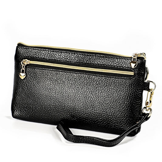 Ladies Multifunctional Cowhide Zipper Coin Purse Car Key Case(Black) by bashfashion