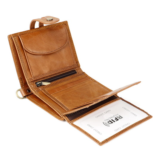 RFID Anti-theft First Layer Cowhide Multi-card Men Wallet(Brown) by bashfashion