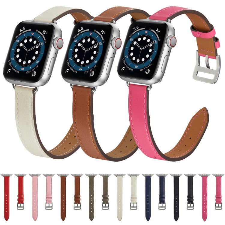 A Style Leather Watch Band Watch Band For Apple Watch Series 9&8&7 41mm / SE 3&SE 2&6&SE&5&4 40mm / 3&2&1 38mm(Blue) by bashfashion