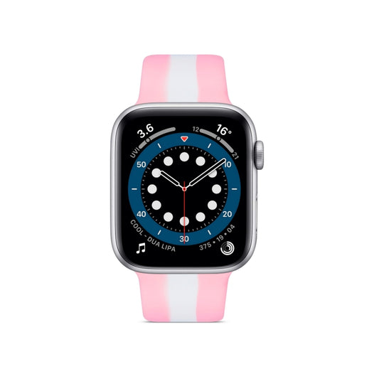 Secondary Color Silicone Watch Band For Apple Watch Ultra 49mm&Watch Ultra 2 49mm / Series 9&8&7 45mm / SE 3&SE 2&6&SE&5&4 44mm / 3&2&1 42mm(Pink) by bashfashion