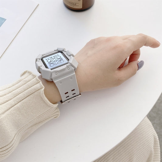 Solid Color Integrated TPU Watch Band For Apple Watch Series 9&8&7 41mm / SE 3&SE 2&6&SE&5&4 40mm / 3&2&1 38mm(Grey) by bashfashion