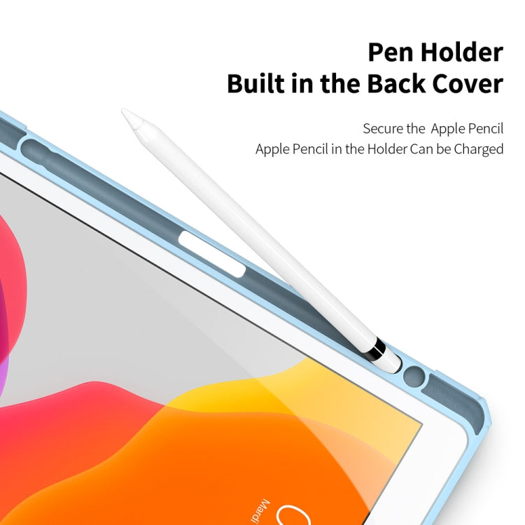 For iPad 10.2 2021 / 2020 / 2019 DUX DUCIS TOBY Series Shockproof PU Leather + PC + TPU Horizontal Flip Case with Holder & Pen Slot & Sleep / Wake-up Function(Blue) by DUX DUCIS