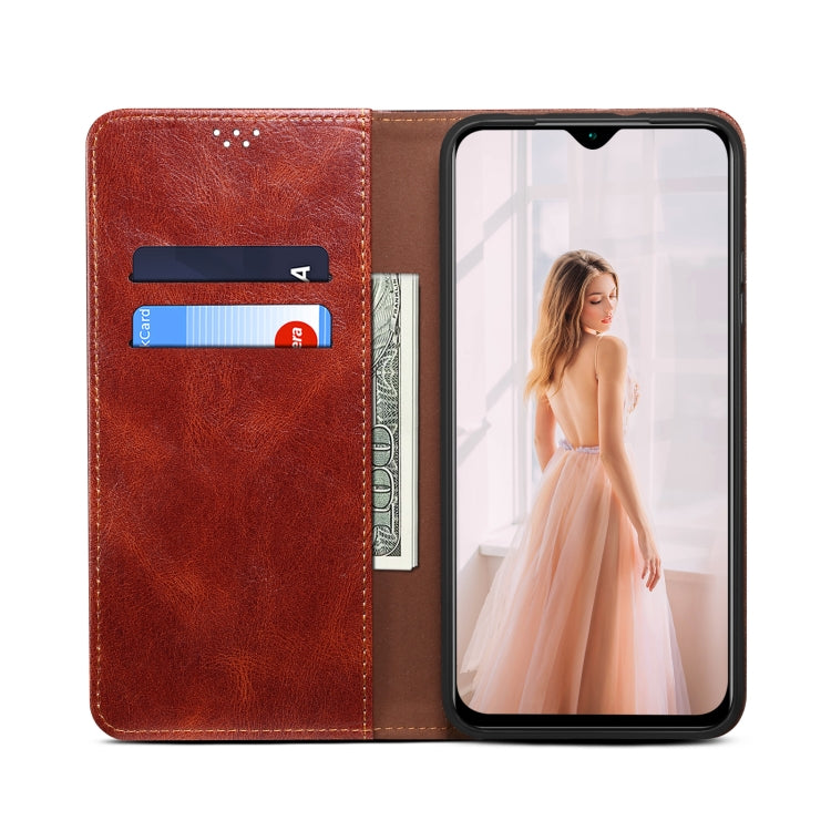 For Huawei P50 Simple Wax Crazy Horse Texture Horizontal Flip Leather Case with Card Slots & Holder(Brown) by bashfashion