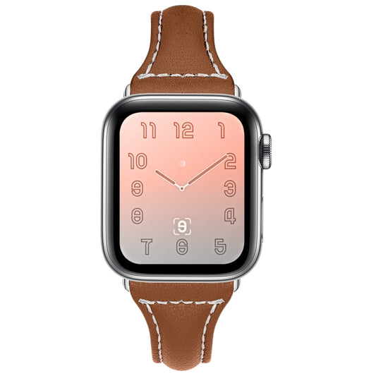 Three-color T-shape Leather Watch Band For Apple Watch Series 9&8&7 41mm / SE 3&SE 2&6&SE&5&4 40mm / 3&2&1 38mm(Coffee Brown+Brown) by bashfashion
