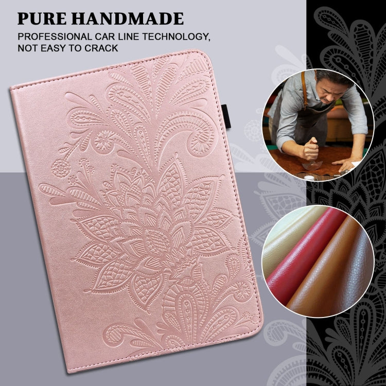 Lace Flower Embossing Pattern Horizontal Flip Leather Case with Holder & Card Slots & Wallet & Photo Frame & Sleep / Wake-up Function For Samsung Galaxy Tab S6 Lite SM-P610/SM-P615(Rose Gold) by bashfashion