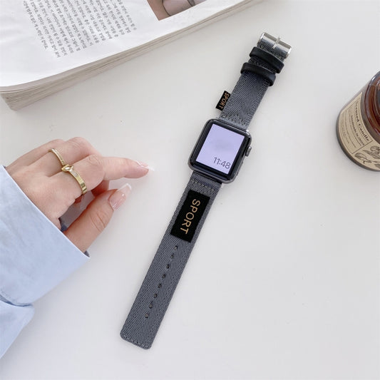 Nylon Watch Band For Apple Watch Series 9&8&7 41mm / SE 3&SE 2&6&SE&5&4 40mm / 3&2&1 38mm(Grey) by bashfashion