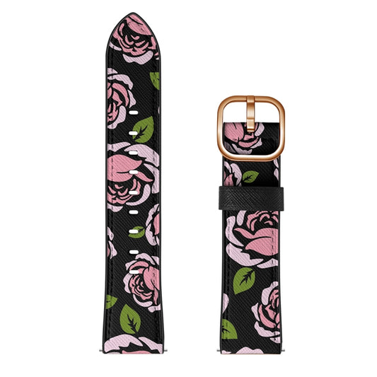 22mm For Samsung Galaxy Watch 46mm / Huawei Watch 3 / 3 Pro Universal Printed Leather Watch Band(Rose) by bashfashion