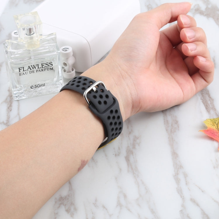 Metal Buckle Silicone Watch Band For Apple Watch Ultra 49mm&Watch Ultra 2 49mm / Series 9&8&7 45mm / SE 3&SE 2&6&SE&5&4 44mm / 3&2&1 42mm(Dark Gray+Black) by bashfashion