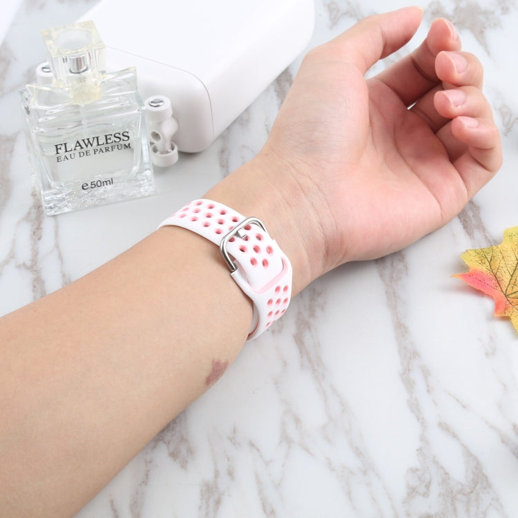 Metal Buckle Silicone Watch Band For Apple Watch Ultra 49mm&Watch Ultra 2 49mm / Series 9&8&7 45mm / SE 3&SE 2&6&SE&5&4 44mm / 3&2&1 42mm(White+Pink) by bashfashion