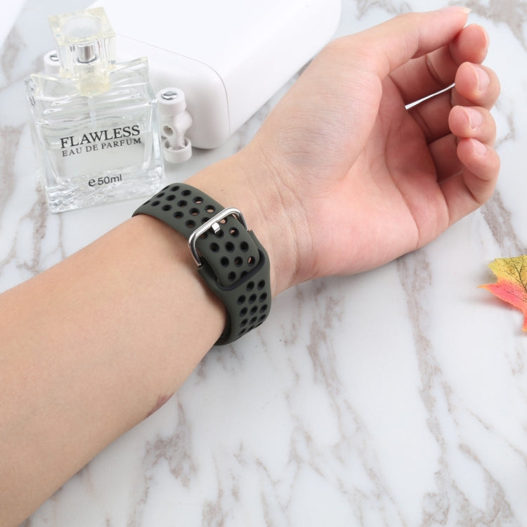 Metal Buckle Silicone Watch Band For Apple Watch Ultra 49mm&Watch Ultra 2 49mm / Series 9&8&7 45mm / SE 3&SE 2&6&SE&5&4 44mm / 3&2&1 42mm(Olive Green+Black) by bashfashion