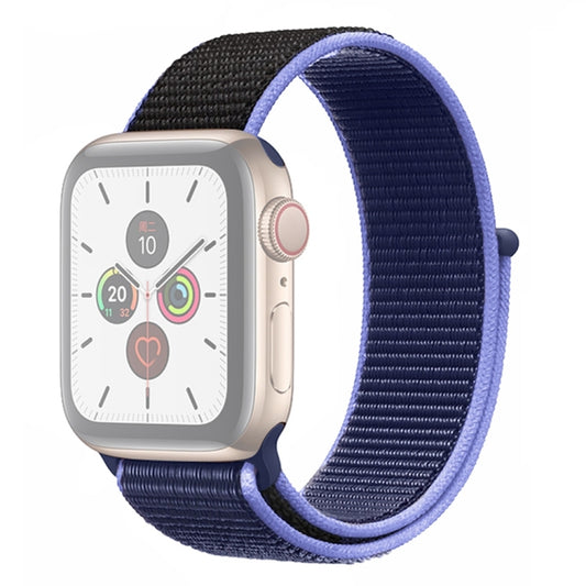 For Apple Watch Ultra 49mm&Watch Ultra 2 49mm / Series 9&8&7 45mm / SE 3&SE 2&6&SE&5&4 44mm / 3&2&1 42mm Color Matching Nylon Watch Band(Black + Blue) by bashfashion
