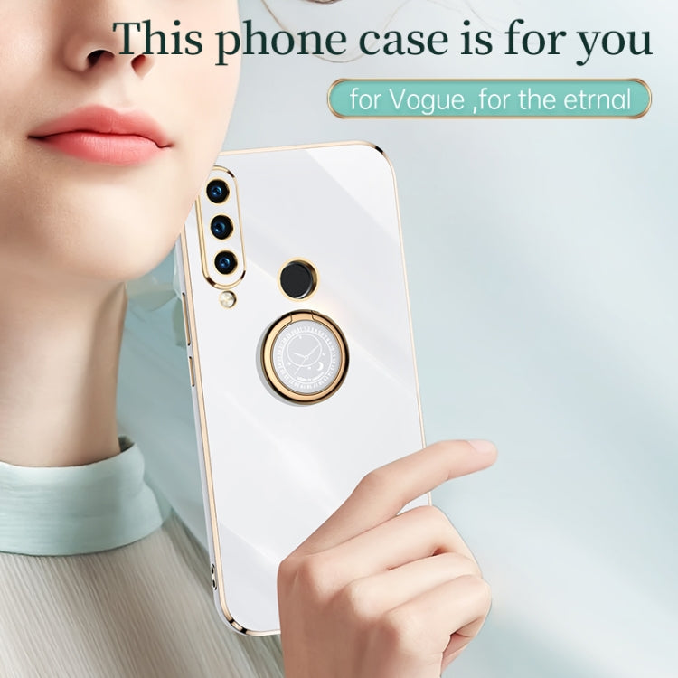 For Huawei P30 Lite XINLI Straight Edge 6D Electroplate TPU Phone Case with Ring Holder(White) by XINLI