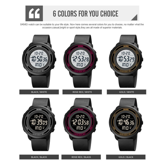 SKMEI 1736 Triplicate Round Dial Timing LED Digital Display Luminous Electronic Watch(Rose Red and White) by SKMEI