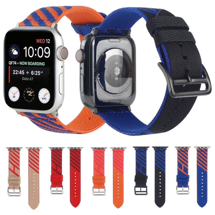 Nylon Single Loop Watch Band For Apple Watch Series 9&8&7 41mm / SE 3&SE 2&6&SE&5&4 40mm / 3&2&1 38mm(Orange+Black) by bashfashion