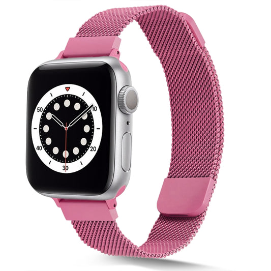 Small Waist Dual Section Milan Watch Band For Apple Watch Ultra 49mm&Watch Ultra 2 49mm / Series 9&8&7 45mm / SE 3&SE 2&6&SE&5&4 44mm / 3&2&1 42mm(Rose Red) by bashfashion