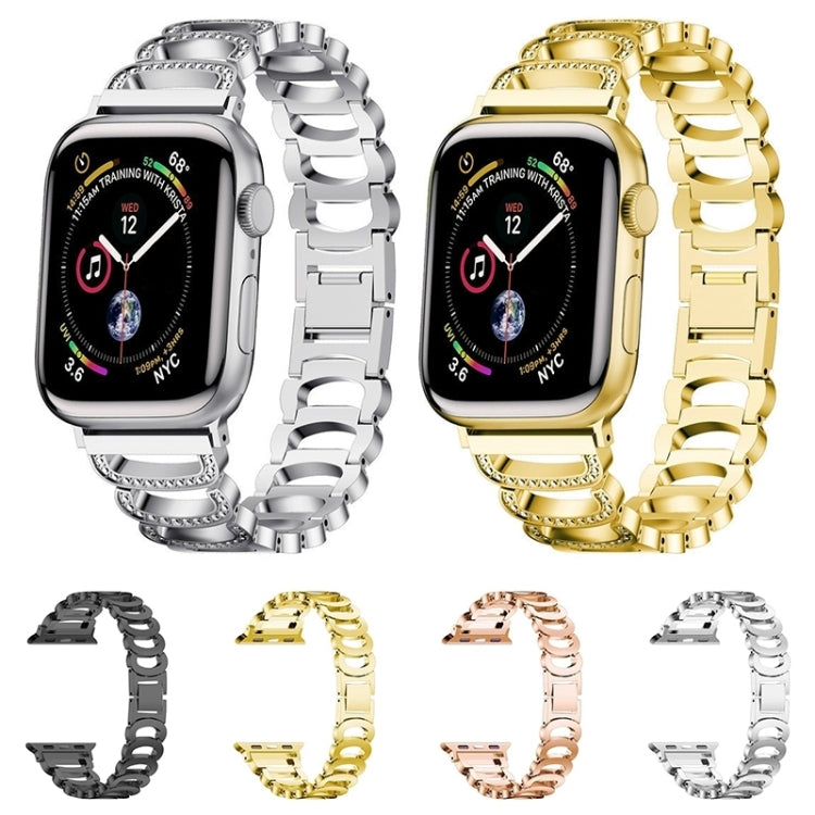 C-type Diamond Steel Watch Band For Apple Watch Series 9&8&7 41mm / SE 3&SE 2&6&SE&5&4 40mm / 3&2&1 38mm(Silver) by bashfashion