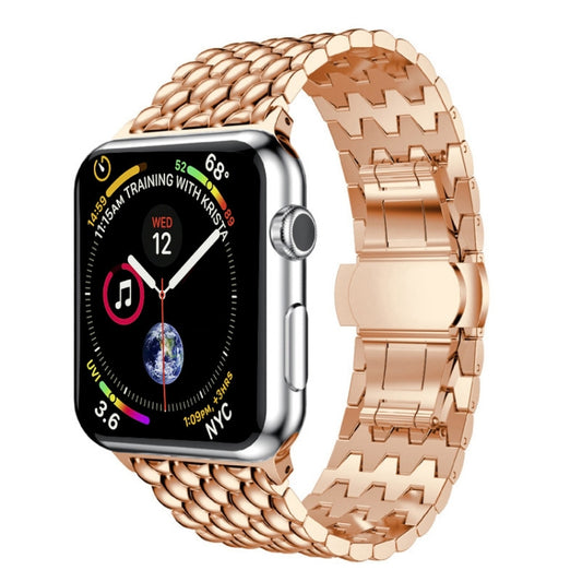 Dragon-scale Texture Metal Watch Band For Apple Watch Series 9&8&7 41mm / SE 3&SE 2&6&SE&5&4 40mm / 3&2&1 38mm(Rose Gold) by bashfashion