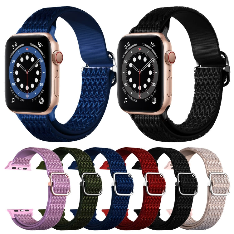 Adjustable Rhombic Texture Elastic Watch Band For Apple Watch Ultra 49mm&Watch Ultra 2 49mm / Series 9&8&7 45mm / SE 3&SE 2&6&SE&5&4 44mm / 3&2&1 42mm(Purple) by bashfashion